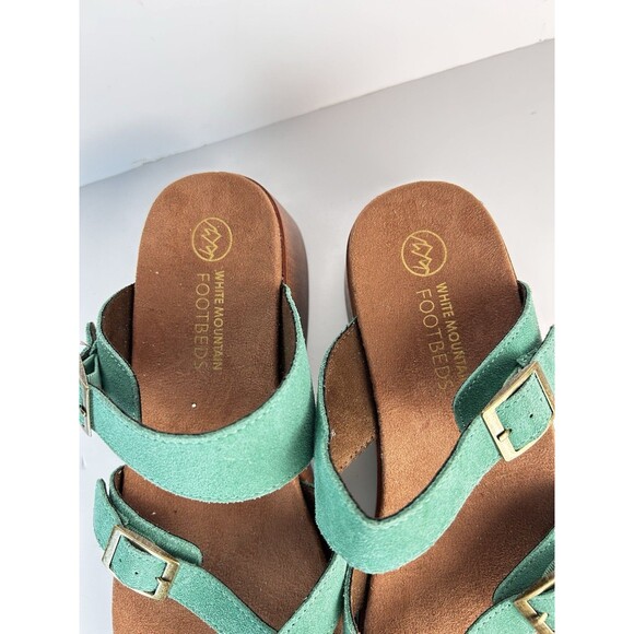 White mountain Lefter Low Platform Suede sandals 11 Green New Boho - Picture 5 of 7